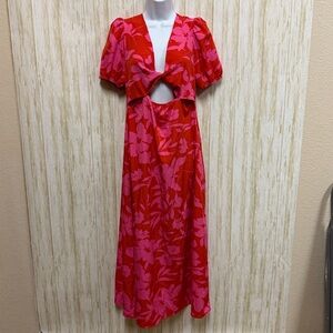 SHEIN Red and Pink Floral Maxi Dress